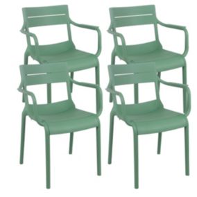 Lot de 4 fauteuils de terrasse en plastique vert sauge  Oviala