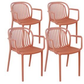 Lot de 4 fauteuils en plastique terracotta  Oviala