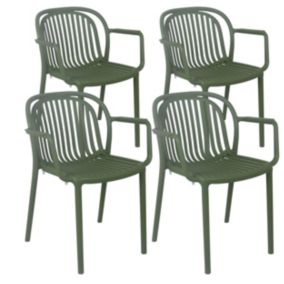 Lot de 4 fauteuils en plastique vert olive  Oviala