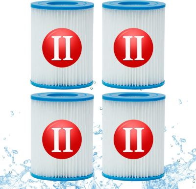 Lot de 4 filtres de rechange pour spa gonflable, compatibles avec le filtre Bestway 58094 Type II, lavables et réutilisables.