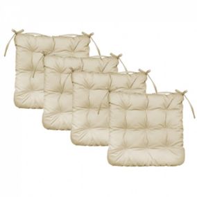 Lot de 4 galettes, coussins carrés capitonnés pour chaise - Beige - Linxor