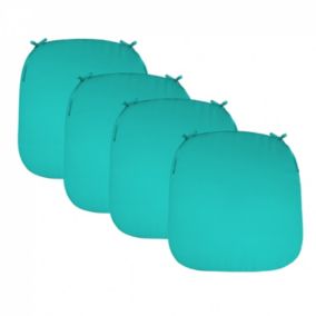 Lot de 4 galettes, coussins déhoussables pour chaise - Bleu turquoise - Linxor