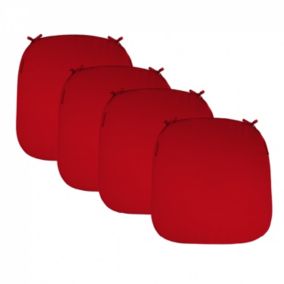 Lot de 4 galettes, coussins déhoussables pour chaise - Rouge - Linxor