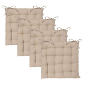 Lot de 4 Galettes de chaise en Coton Beige 38 x 38 cm