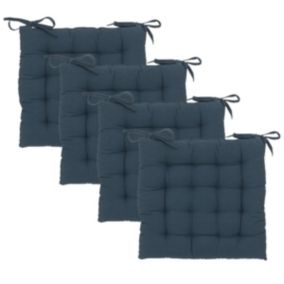 Lot de 4 Galettes de chaise en Coton Bleu egeen 38 x 38 cm