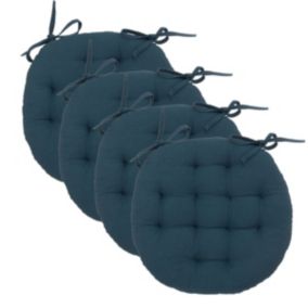 Lot de 4 Galettes de chaise en Coton Bleu egeen D 38 cm