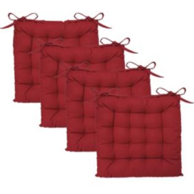 Lot de 4 Galettes de chaise en Coton Rouge 38 x 38 cm