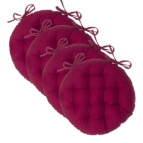 Lot de 4 Galettes de chaise en Coton Rouge D 38 cm