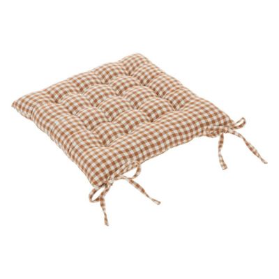 Lot de 4 Galettes de chaise en Coton Vichy Ivoire et Terracotta 38 x 38 cm