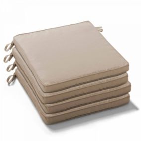 Lot de 4 galettes de chaise polyester taupe 40x40x3 cm  Oviala