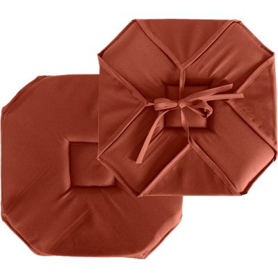 Lot de 4 Galettes de chaise à Rabat, 40x40 cm, Avec Nouettes, 100% polyester Certifié OEKO-TEX, Collection Basic, CMADECO - Rouge