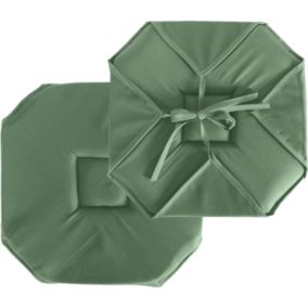 Lot de 4 galettes de chaise à rabat, 40x40 cm, vert argile, nouettes, 100% polyester certifié oeko-tex, Basic, CMADECO