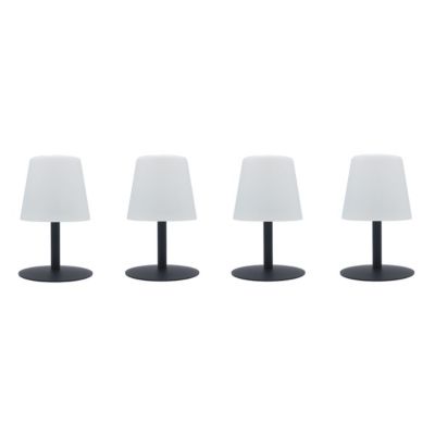 Lot de 4 Lampe de table sans fil LED STANDY MINI Rock Gris Acier H25CM