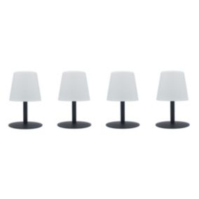 Lot de 4 Lampe de table sans fil LED STANDY MINI Rock Gris Acier H25CM