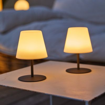 Lot de 4 Lampe de table sans fil LED STANDY MINI Rock Gris Acier H25CM