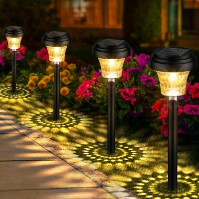 Lot de 4 lampes solaires d'extérieur à lumière chaude, étanches IP65, adaptées à l'éclairage décoratif des allées et des jardins