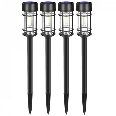 Lot de 4 lampes solaires extérieures, éclairage LED - Noir - Linxor