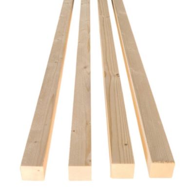 Lot de 4 lattes en pin brossé 45x45x1000 mm