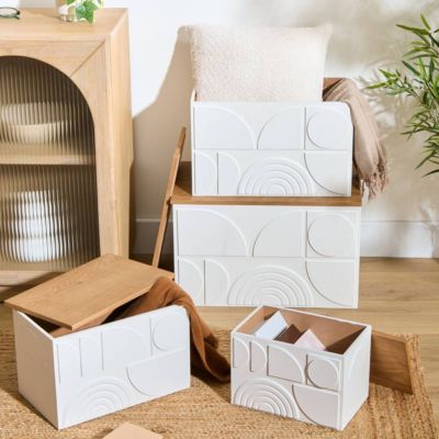Lot de 4 malles Catalina blanc - Atmosphera Créateur d'intérieur