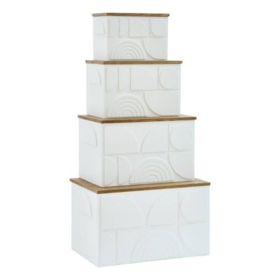 Lot de 4 malles Catalina blanc - Atmosphera Créateur d'intérieur