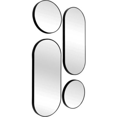 Lot de 4 Miroirs - HOME DECO FACTORY - Versa - Rond et Ovale - Noir