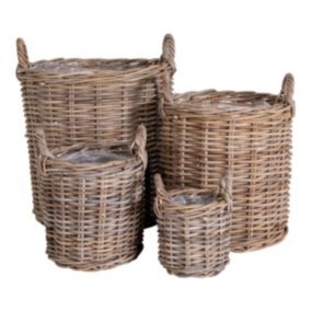 Lot de 4 Paniers Décoratifs de Rangement Caor, Marron, Rotin, 50x50x258 cm, EPIKASA