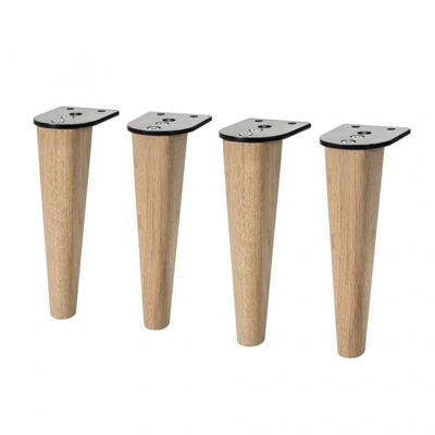 Lot de 4 pieds de meuble 17 cm x 4 cm conique courbé en bois de hêtre