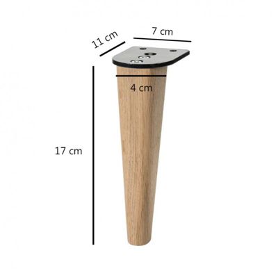 Lot de 4 pieds de meuble 17 cm x 4 cm conique courbé en bois de hêtre