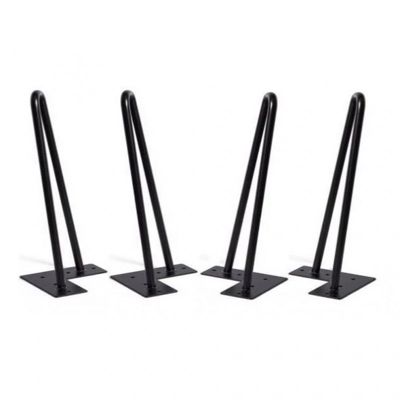 Lot de 4 pieds de meuble H.20 cm x L.12 cm filaire en métal noir mat