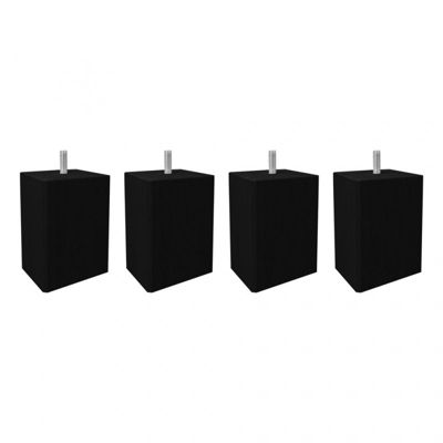 Lot de 4 pieds de meuble noir 10x7 carré bois de hêtre - PIEDS DE LIT