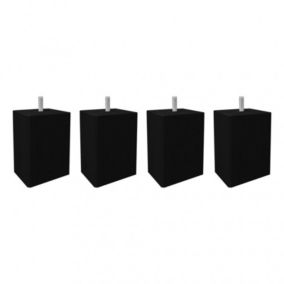 Lot de 4 pieds de meuble noir 10x7 carré bois de hêtre - PIEDS DE LIT