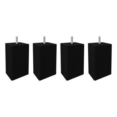 Lot de 4 pieds de meuble noir 15x6 carré bois de hêtre - PIEDS DE LIT