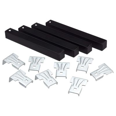 Lot de 4 pieds pour sommier en Métal sans roues couleur Noir - Hauteur 25 cm x 3 cm