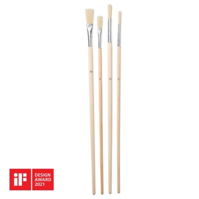 Lot de 4 pinceaux d'artiste Diall tête plate et ronde