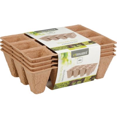 Lot de 4 plaques de semis 12 alvéoles 16 x 12 x 5 cm