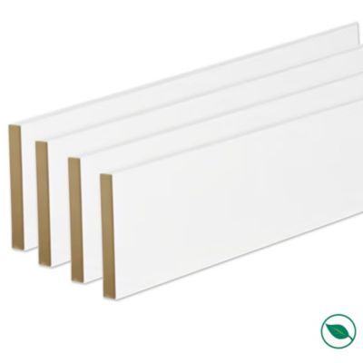 lot de 4 plinthes bord carré MDF revêtues blanc 2200 x 68 x 12 mm