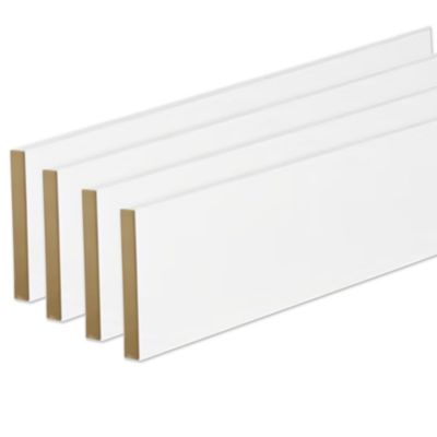 lot de 4 plinthes bord carré MDF revêtues blanc 2200 x 68 x 12 mm