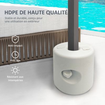 Poids Pour Tonnelle Et Pavillon De Jardin - Base De Lestage 24 X 25,5 Cm Remplissable Sable Ou Eau - Convient Poteaux 2 à 3,2 Cm - Facile à Vider - Blanc