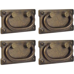 Lot de 4 poignées de porte vintage en bronze vieilli pour porte de placard