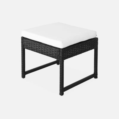 Lot de 4 poufs noir et écru pour table de jardin