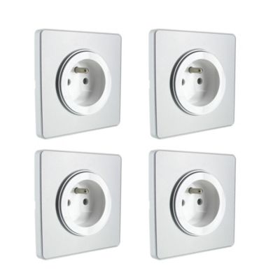 Lot De 2 Prises électriques 2 Pôles + Terre à Encastrer - Neuf Pour Meuble/armoire