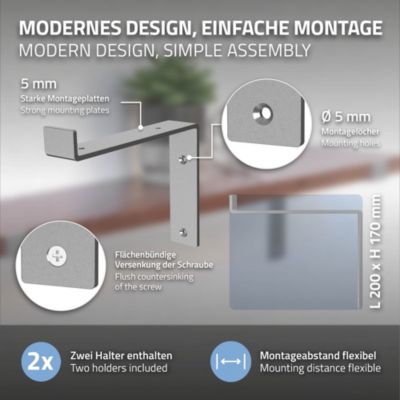 Lot de 4 équerre d'Etagere murale équerre fixation en métal gris