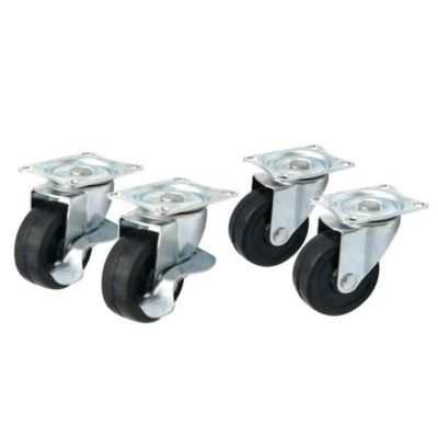Lot de 4 roulettes pivotantes 50 MM avec frein gris et noir