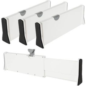 Lot de 4 Séparateurs de Tiroir Réglables, Organisateurs de Tiroir Extensibles, Séparateur Tiroir Réglable pour Bureau, Cuisine, T