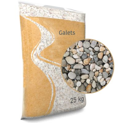 Lot de 4 sacs de 25 KG de gravillon roulé gris mixte 6/16