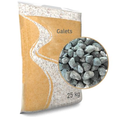 Lot de 4 sacs de 25 KG de gravillon roulé gris mixte 6/16