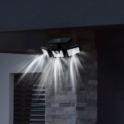 Lot de 4 spot solaire 3 têtes avec détecteur FALCON Noir Plastique 800LM