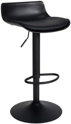 Lot de 4 tabourets de bar Aveiro similicuir, Chaise réglable en hauteur, structure métal, repose-pieds intégré Noir