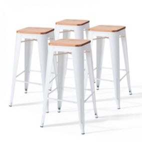 Lot de 4 tabourets de bar en acier blanc  Oviala