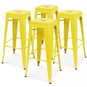 Lot de 4 tabourets de bar en acier jaune mat  Oviala